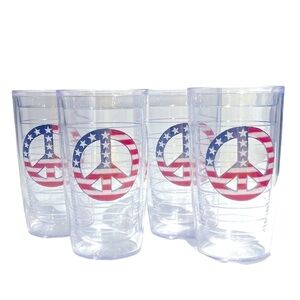 Tervis American Flag Peace Tumblers Set of 4 - 16 ounce.  Made in America NWOT